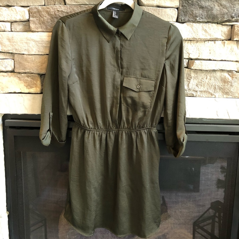 Forever 21 Dark Green Dress - Picture 2 of 5